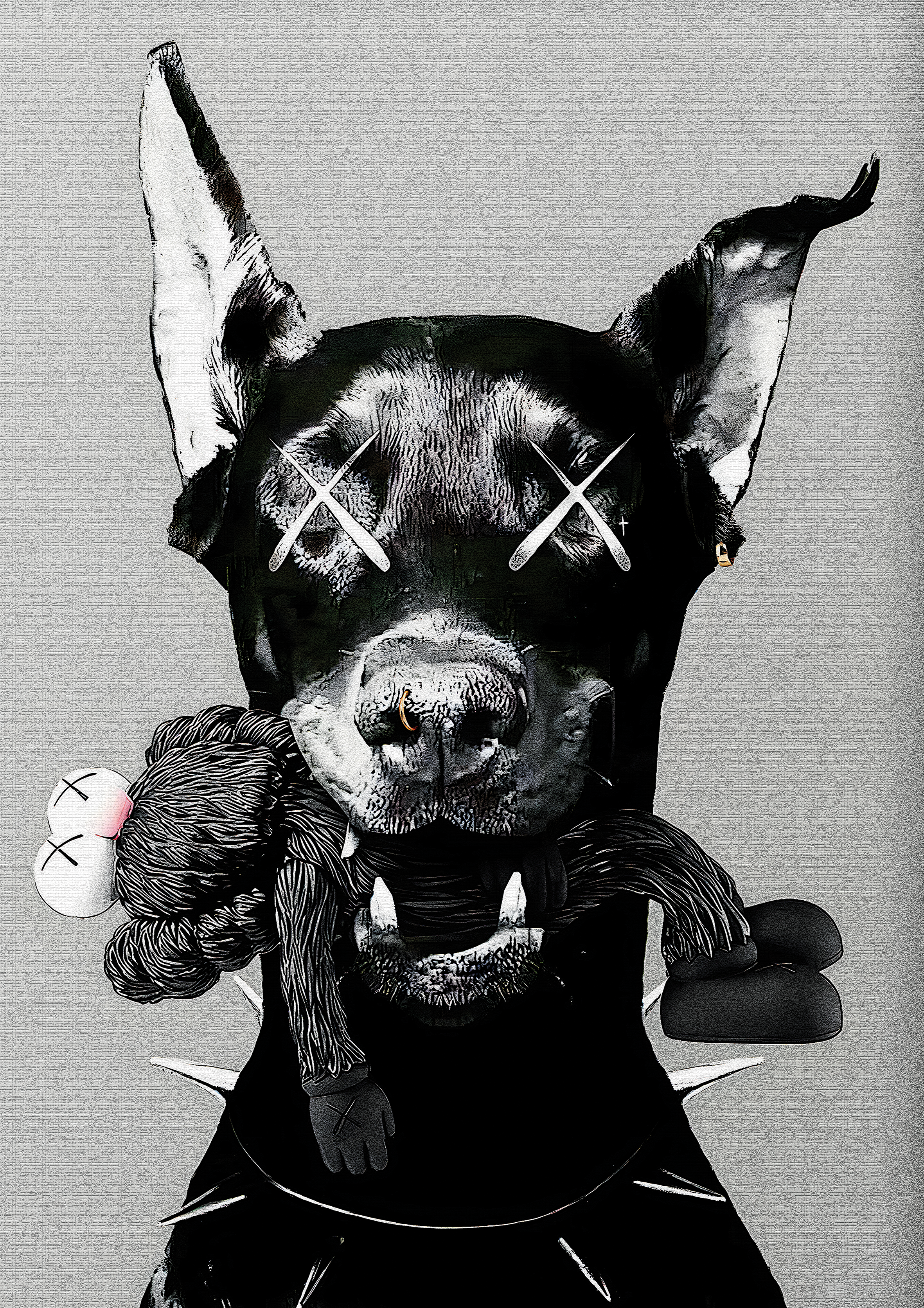 Doberman Kaws metal poster artwork