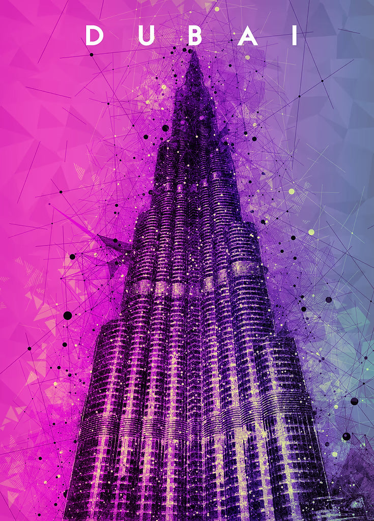 Dubai Burj Khalifa metal poster artwork