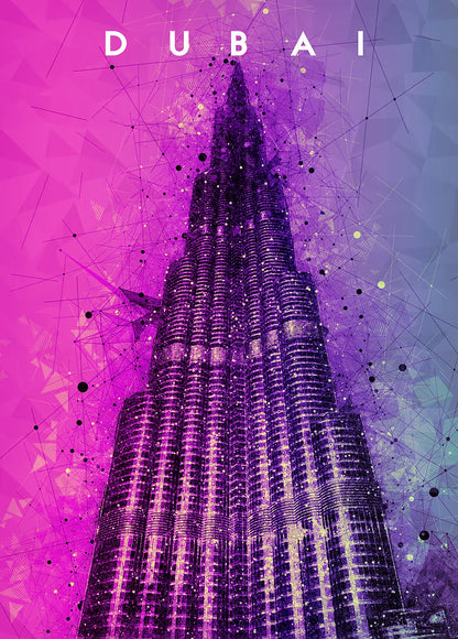Dubai Burj Khalifa metal poster artwork