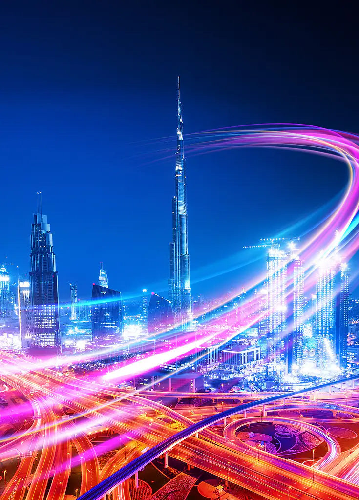 Dubai City Neon metal poster artwork