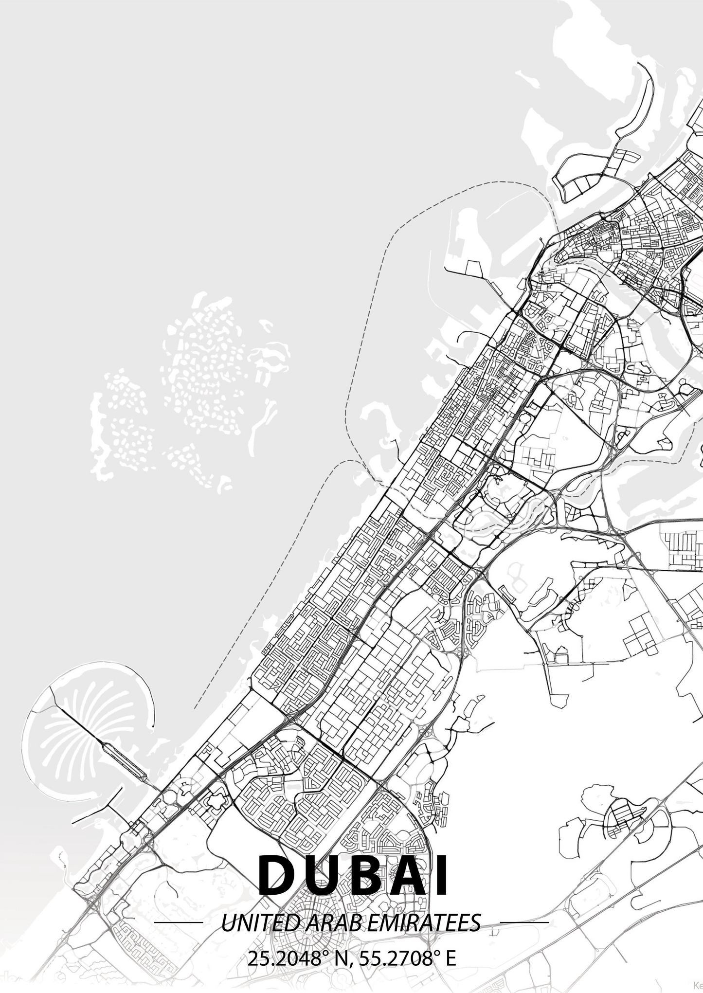 Dubai Minimalist Map metal poster artwork