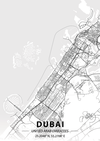 Dubai Minimalist Map metal poster artwork