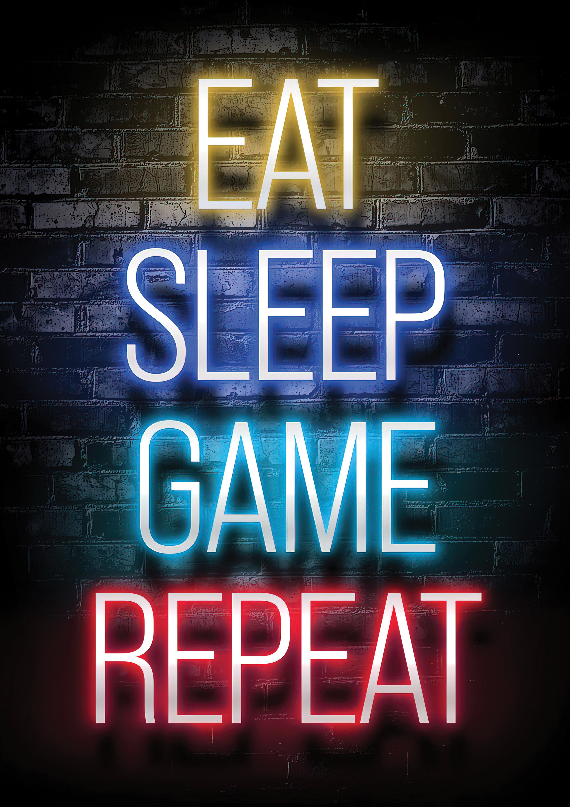 Eat Sleep Game Repeat metal poster artwork