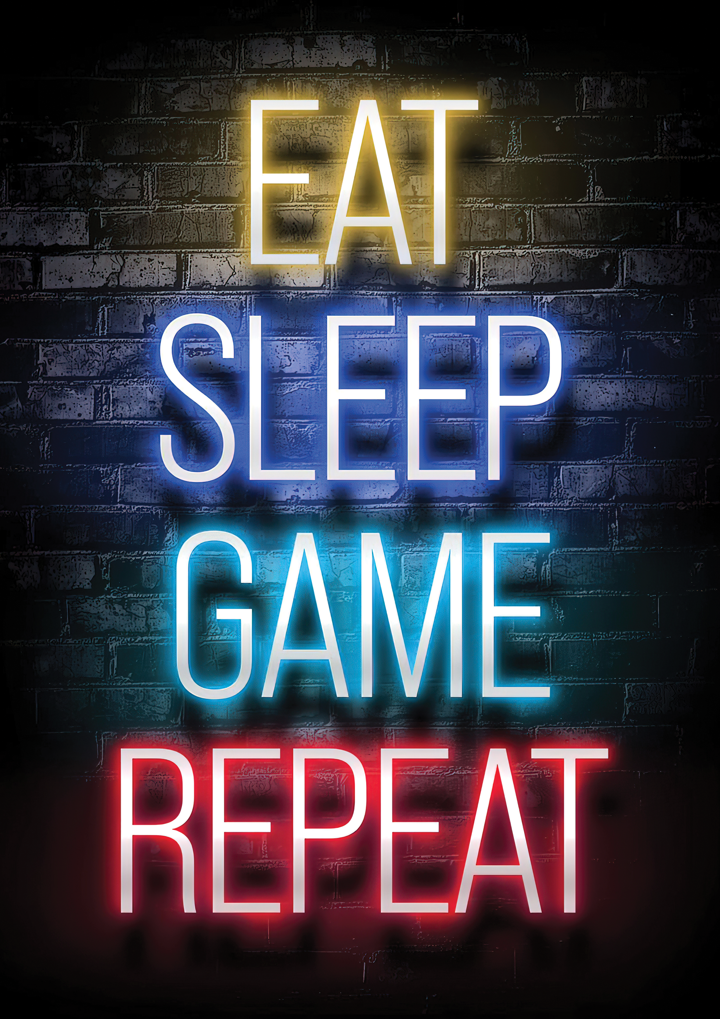 Eat Sleep Game Repeat metal poster artwork
