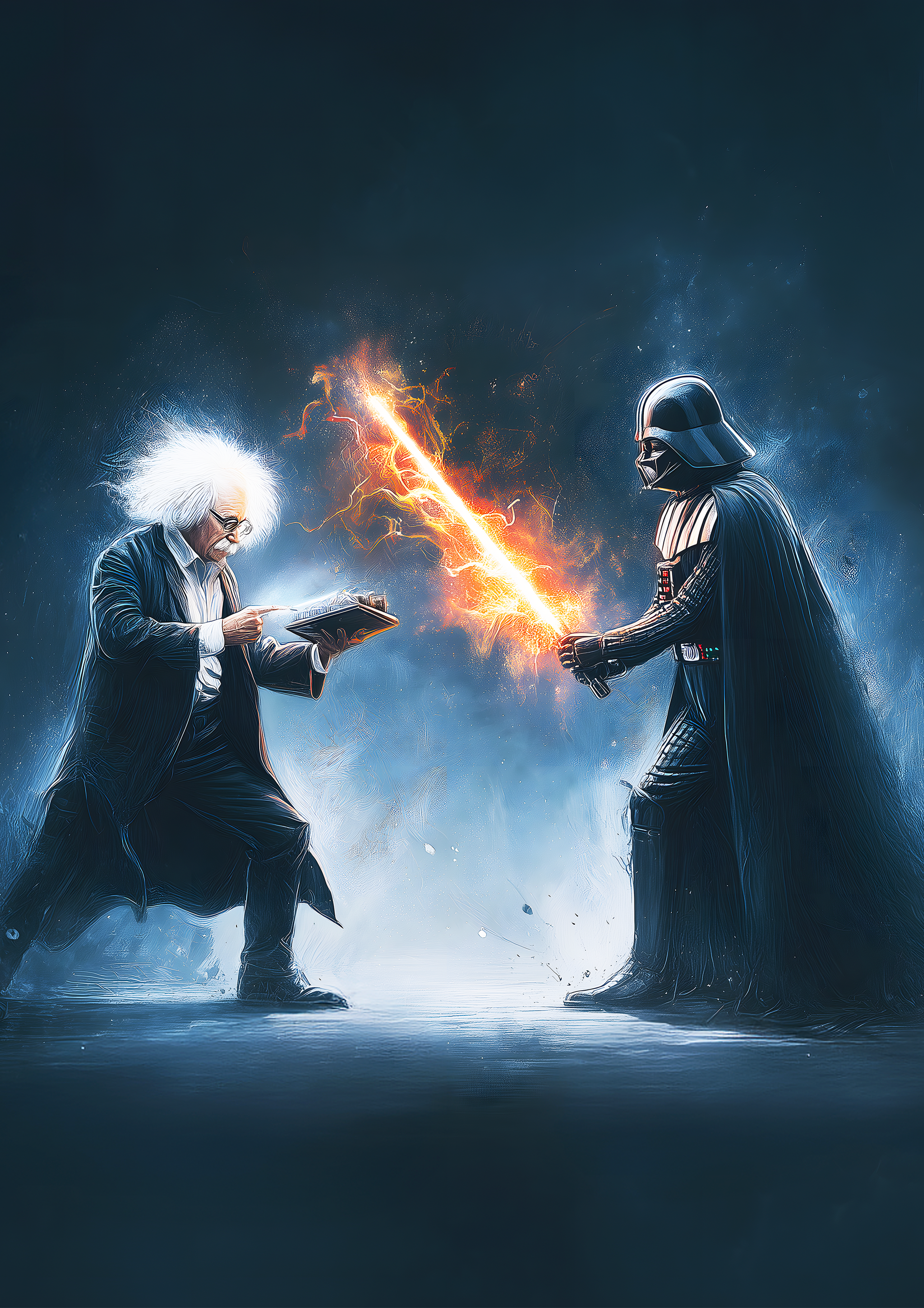 Einstein Vs Vader metal poster artwork