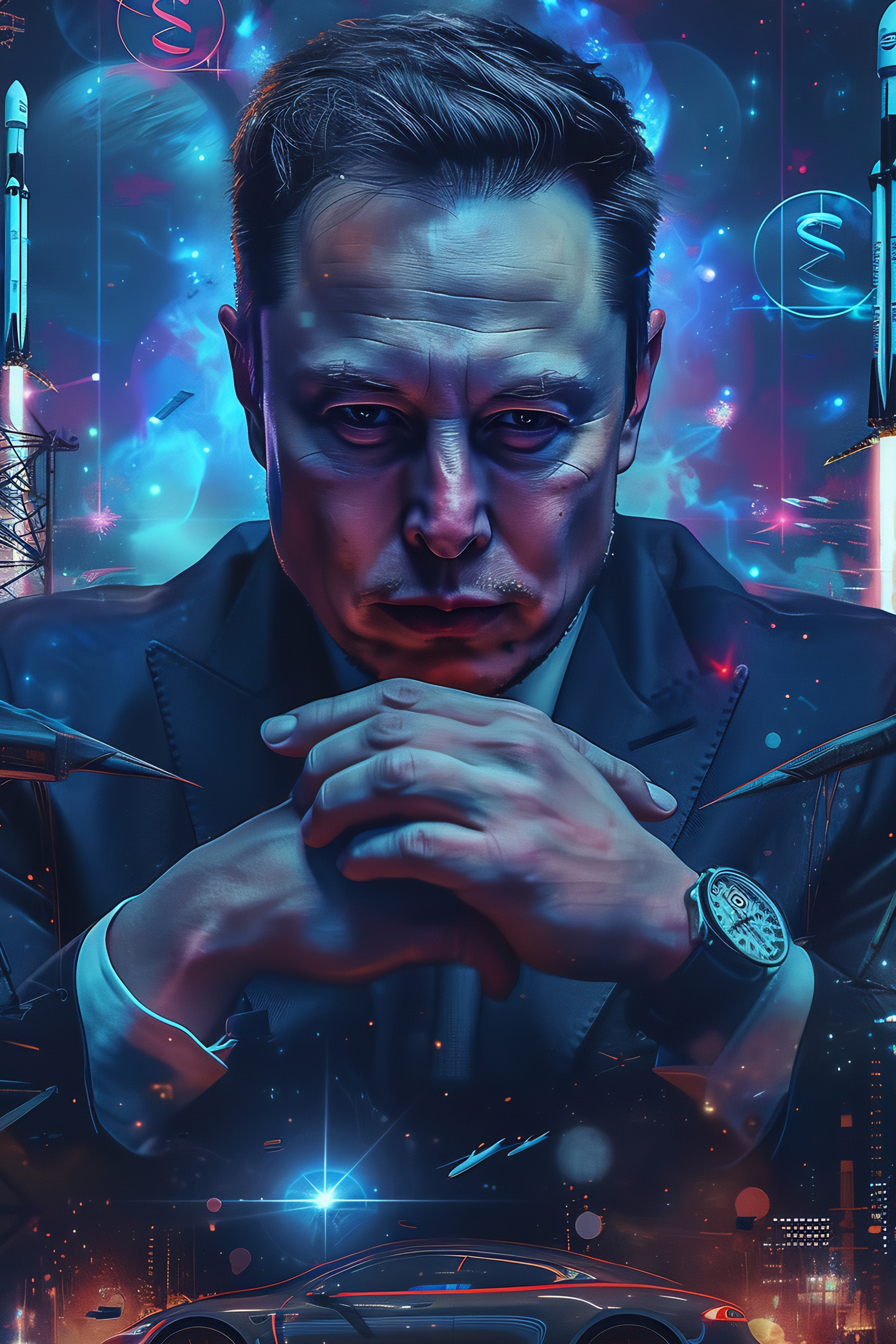 Elon Musk metal poster artwork