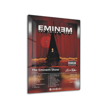 Eminem metal poster on living room wall