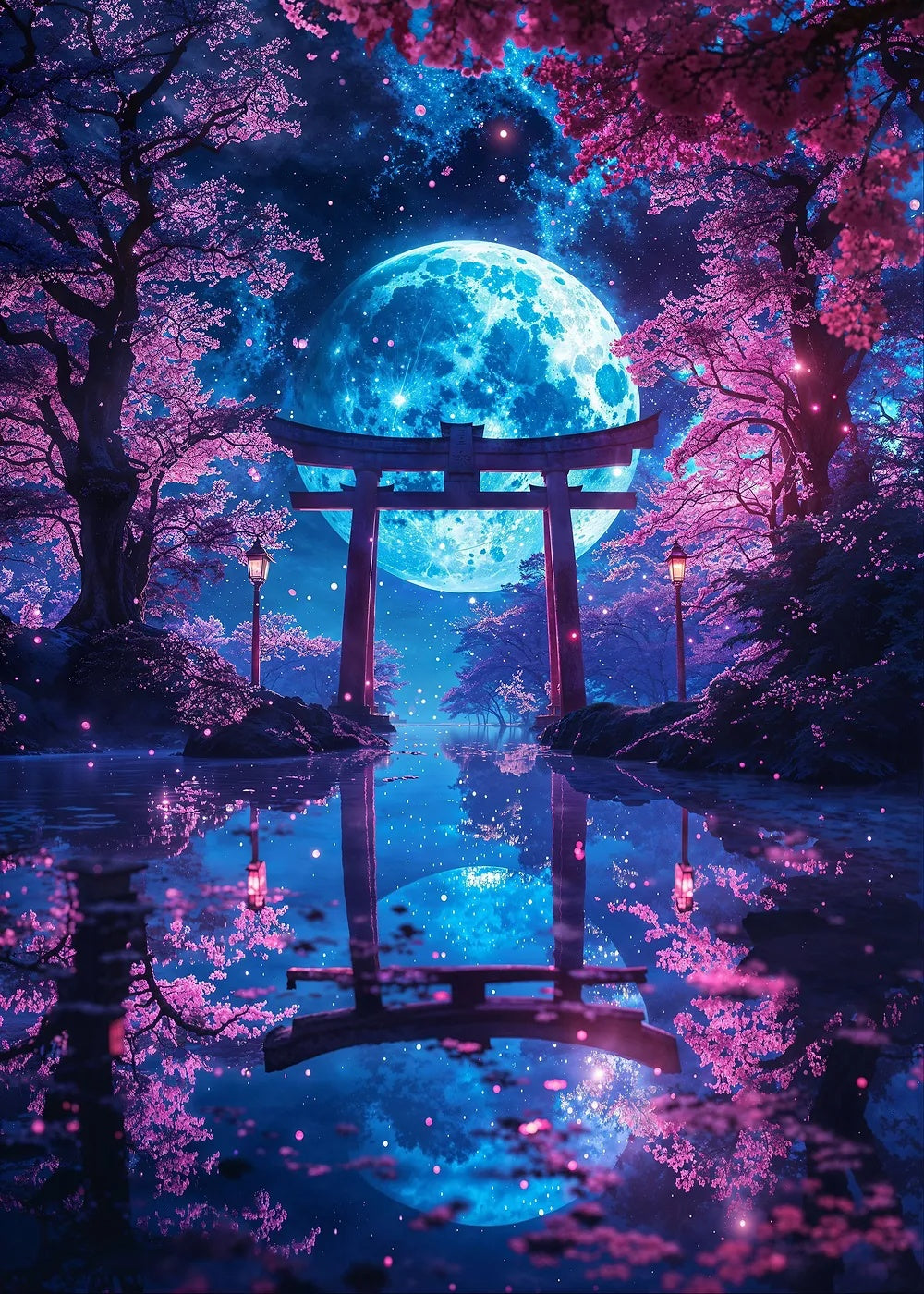Moonlit Torii Gate metal poster artwork