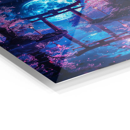 Moonlit Torii Gate metal wall art in a modern interior