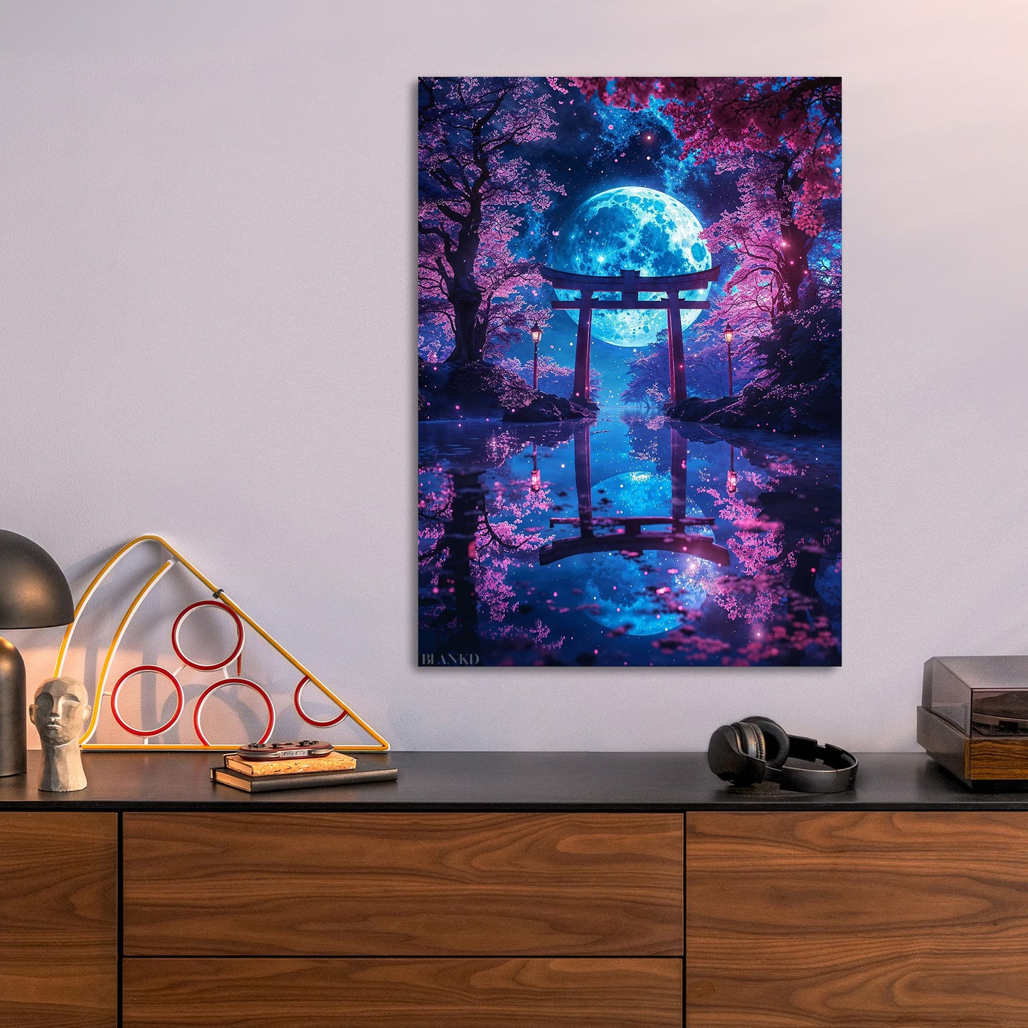 Moonlit Torii Gate metal poster size comparison