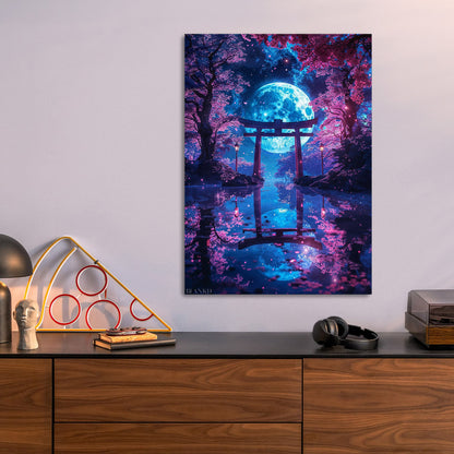 Moonlit Torii Gate metal poster size comparison