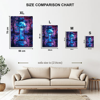 Moonlit Torii Gate metal wall art in styled room setting