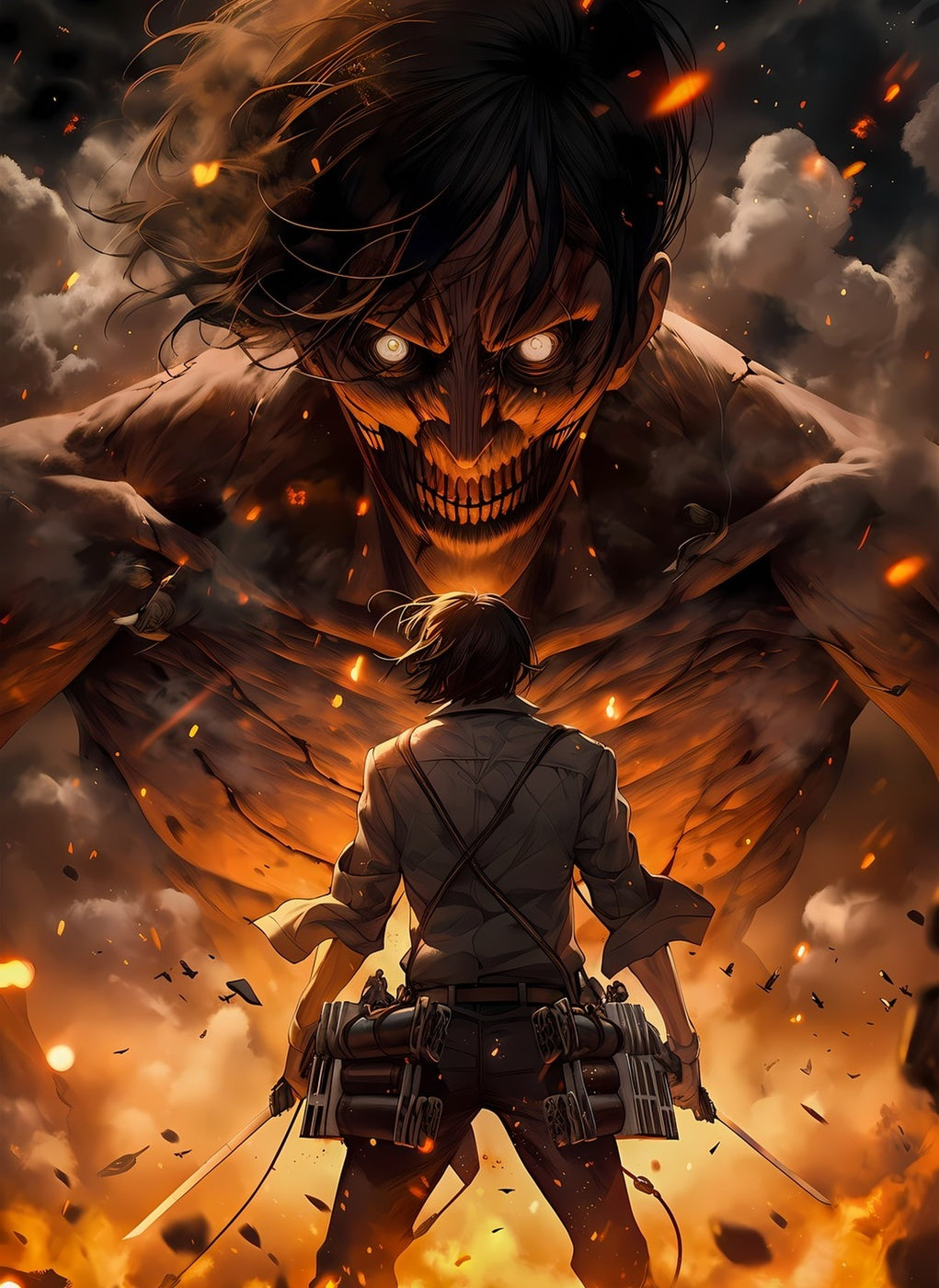 Eren and Mikasa metal wall art