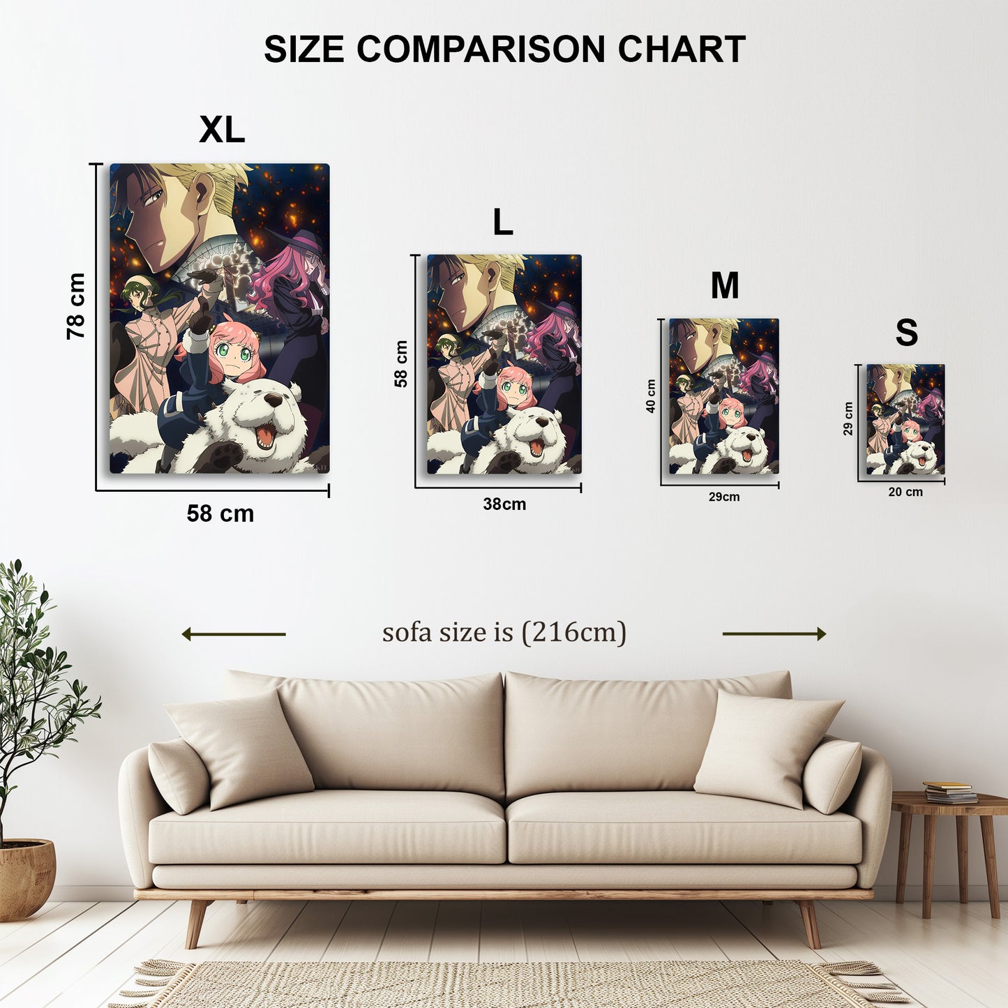 Spy x Family Forgers metal wall art in styled room setting