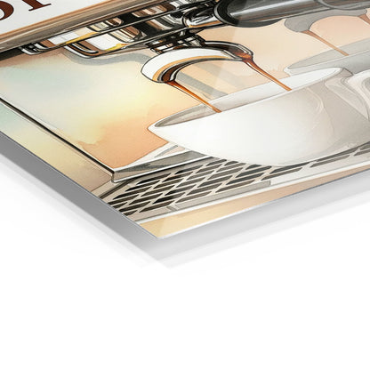 Espresso Machine metal wall art in a modern interior