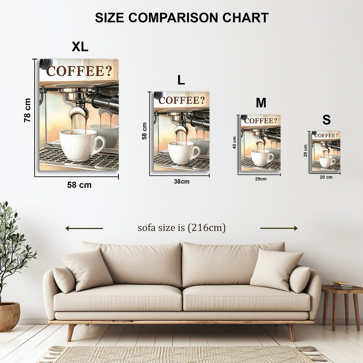 Espresso Machine metal wall art in styled room setting