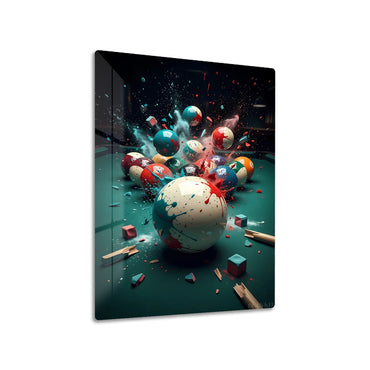 Exploding Break metal poster on living room wall