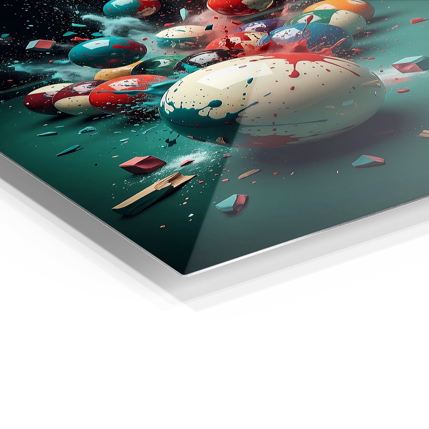Exploding Break metal wall art in a modern interior