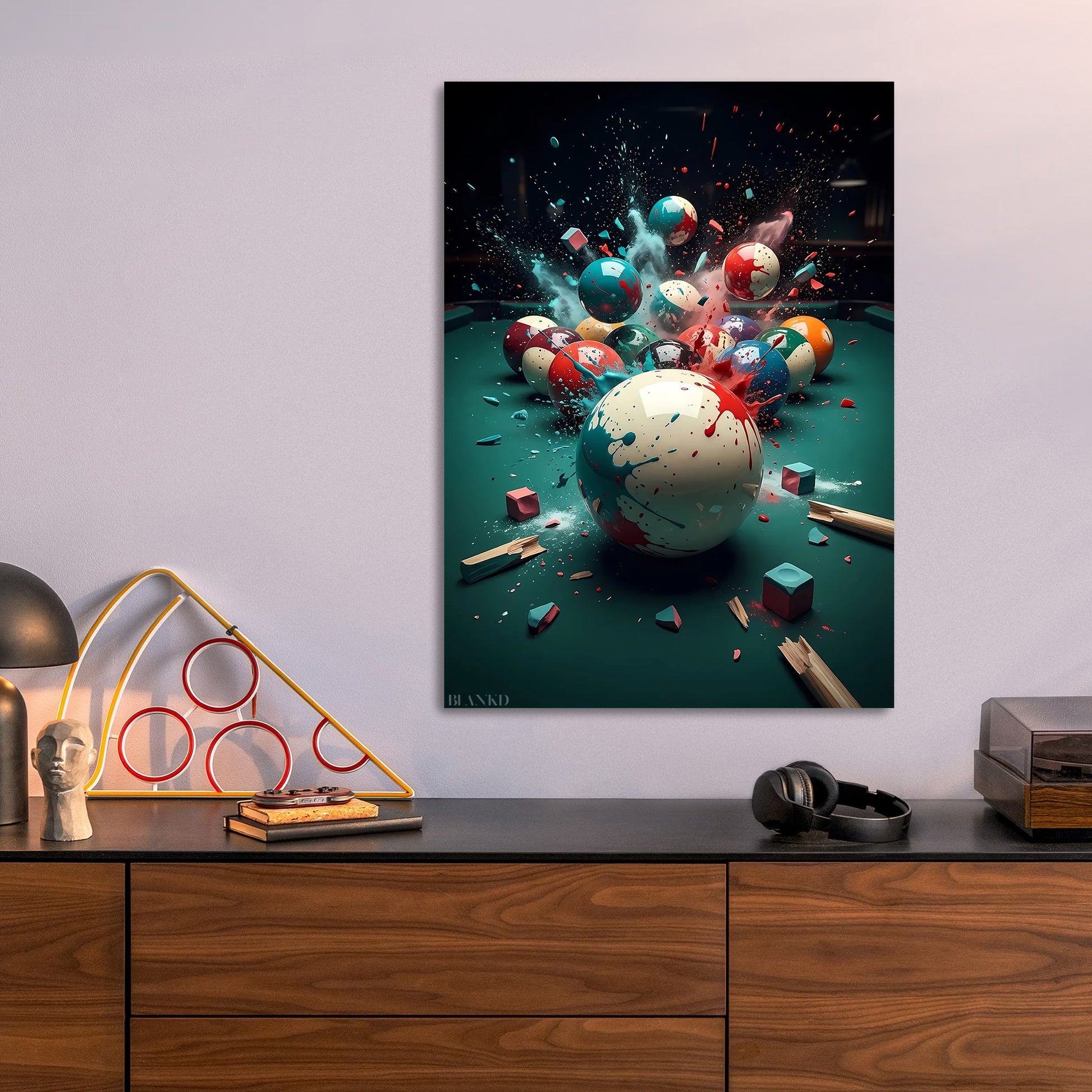 Exploding Break metal poster size comparison