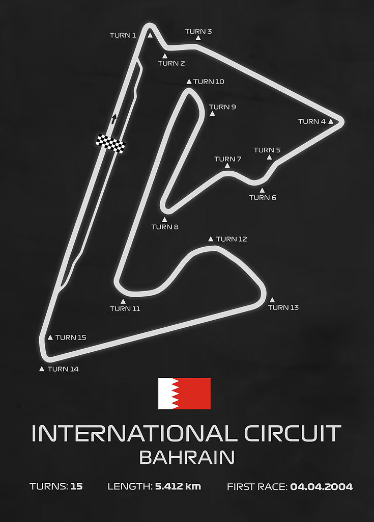 F1 Track Bahrain metal poster artwork