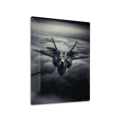 F-22 Raptor metal poster on living room wall