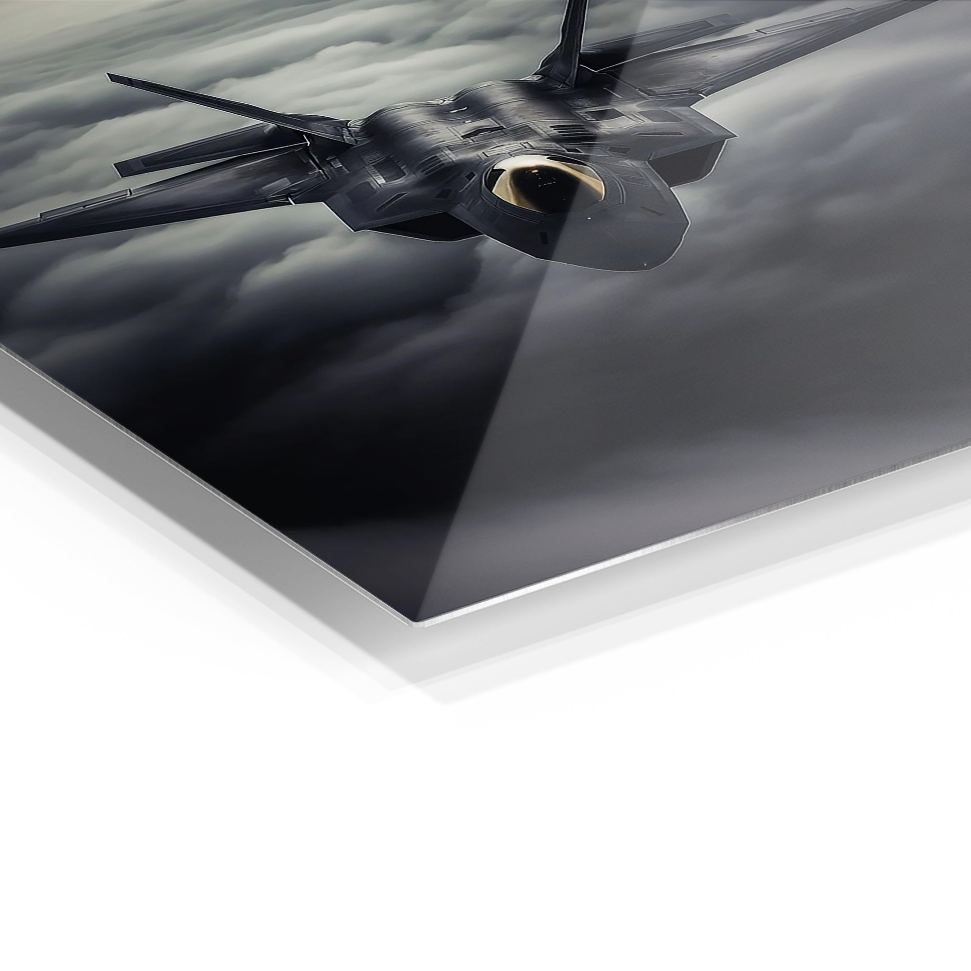 F-22 Raptor metal wall art in a modern interior