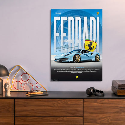 Ferrari 488 Pista metal poster size comparison