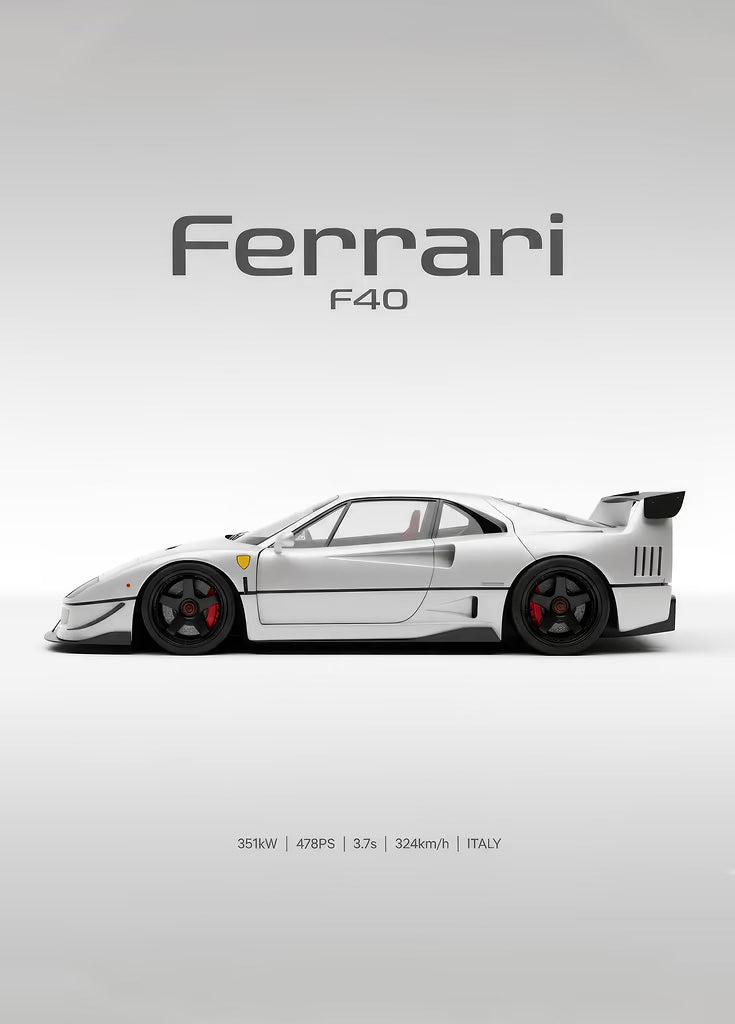 Ferrari F40 metal wall art