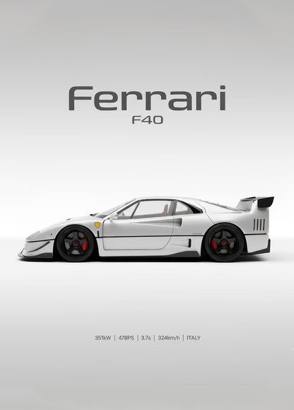 Ferrari F40 metal wall art