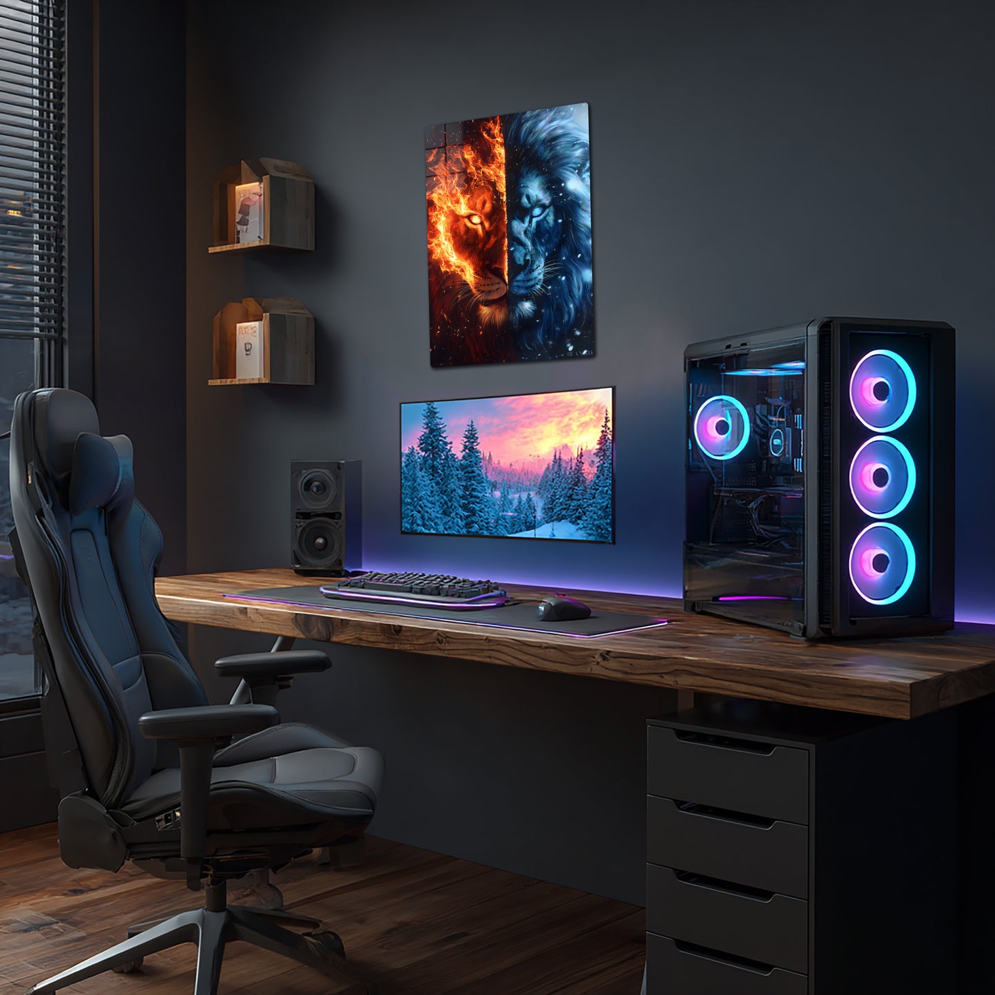 Fire and Ice Lion Face