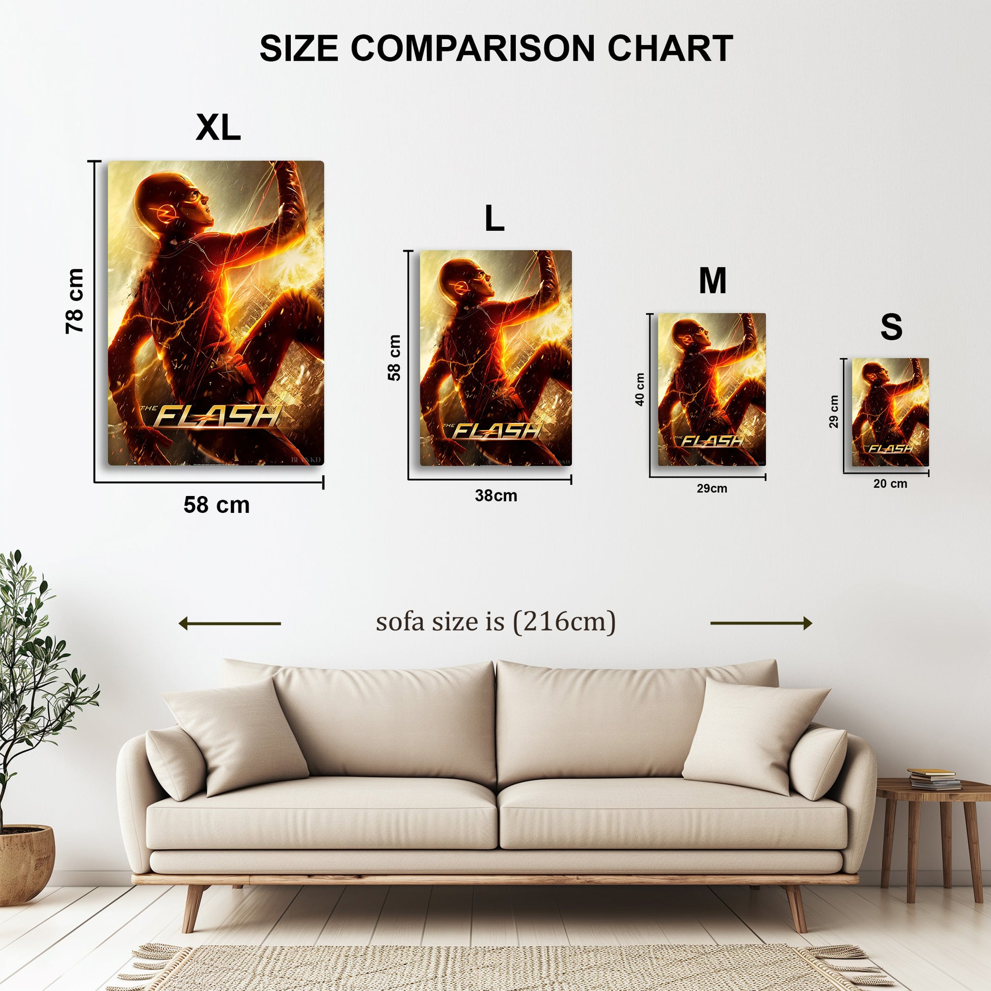 The Flash metal wall art in styled room setting