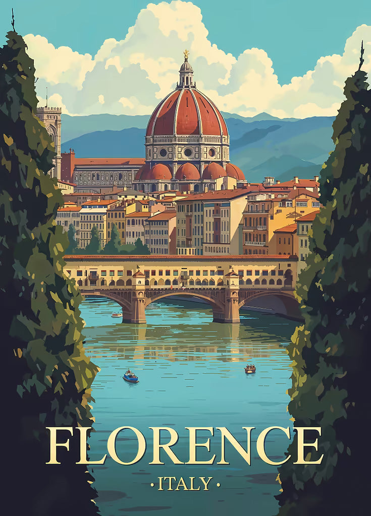 Florence, Italy Travel Poster metal poster artwork