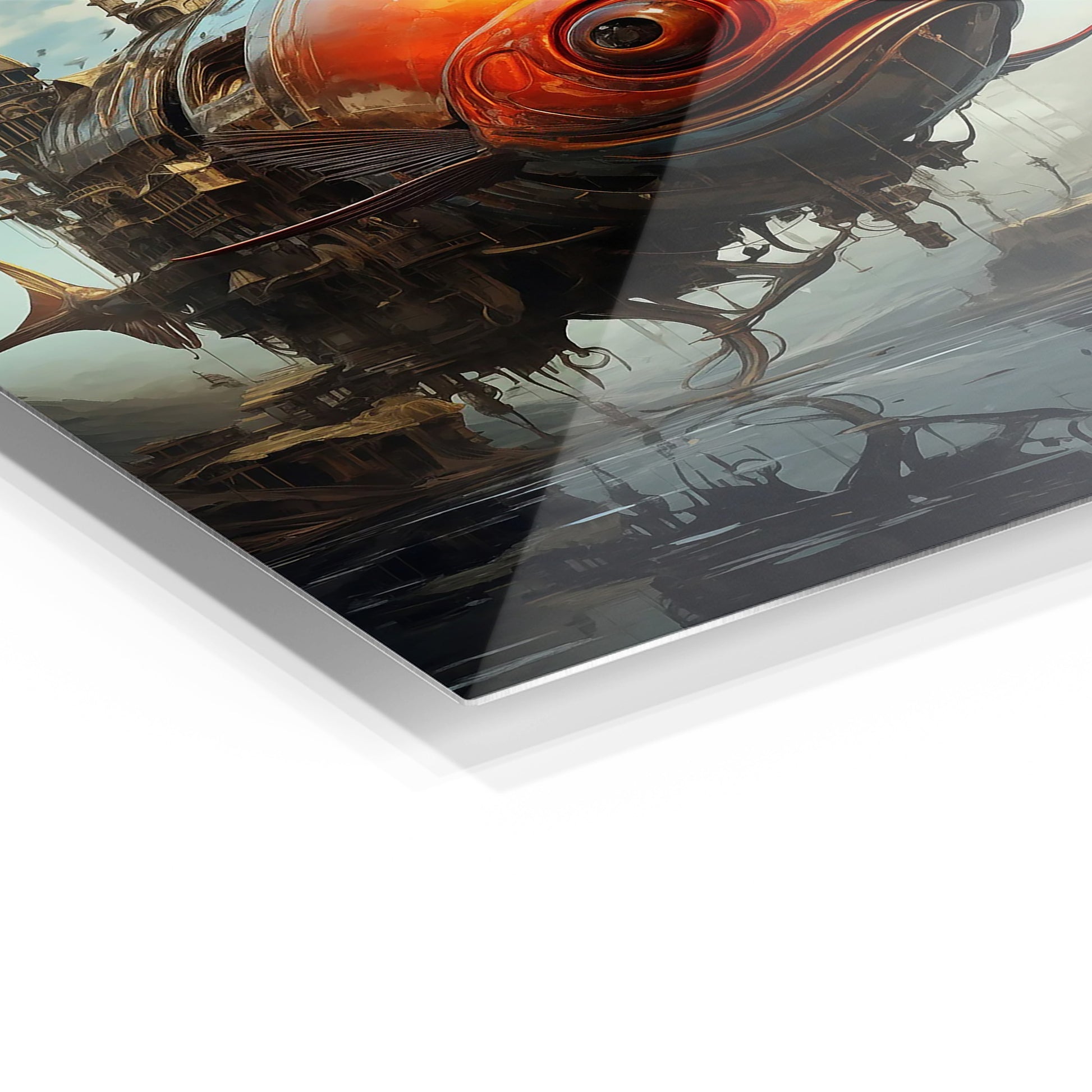 Flying Fish Kingdom metal wall art in a modern interior