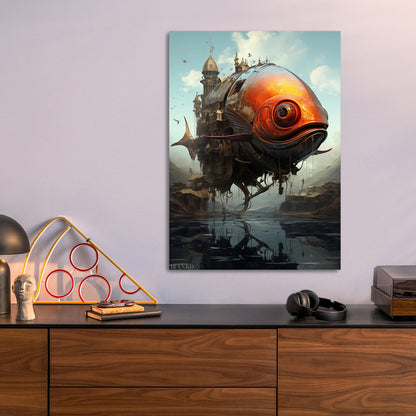 Flying Fish Kingdom metal poster size comparison
