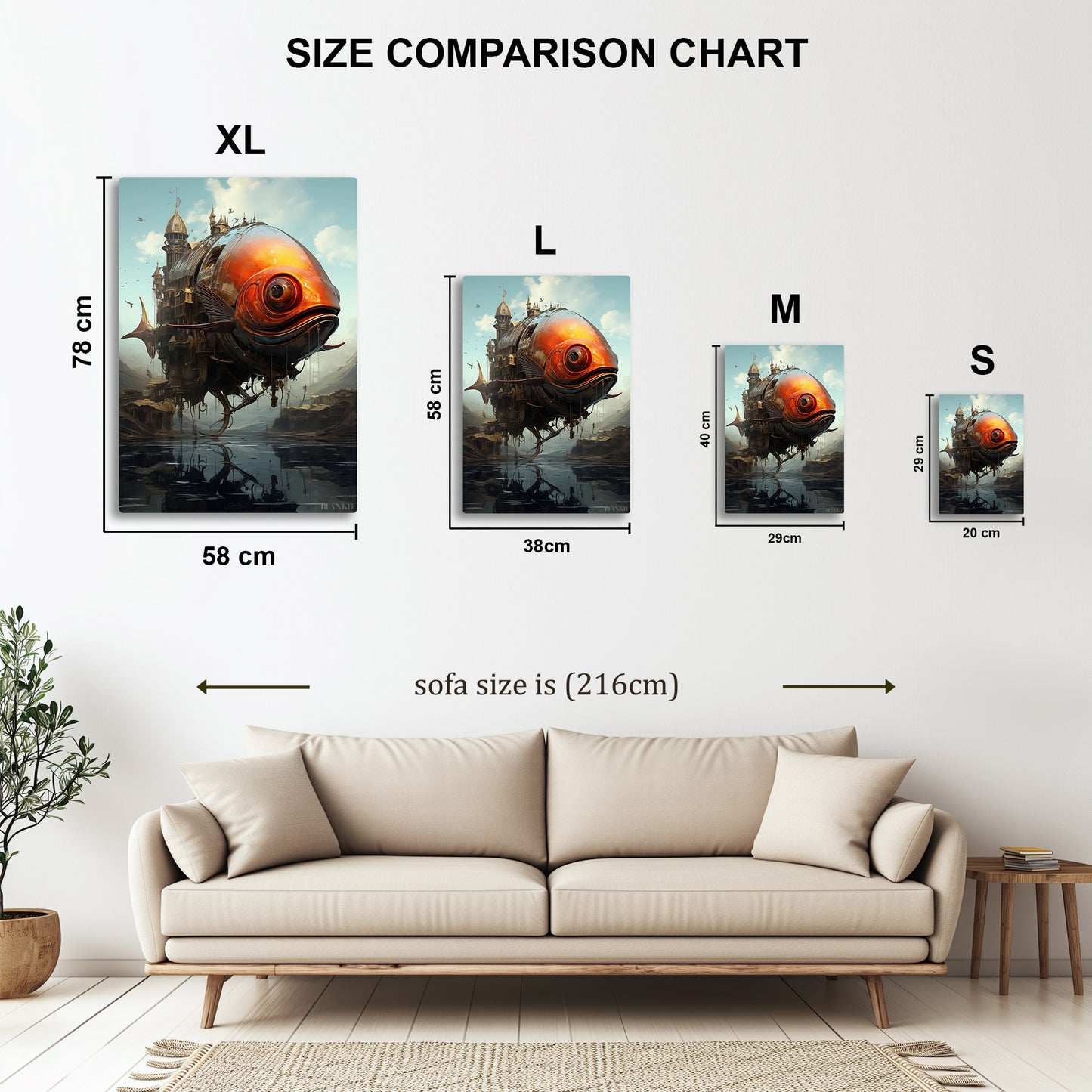 Flying Fish Kingdom metal wall art in styled room setting
