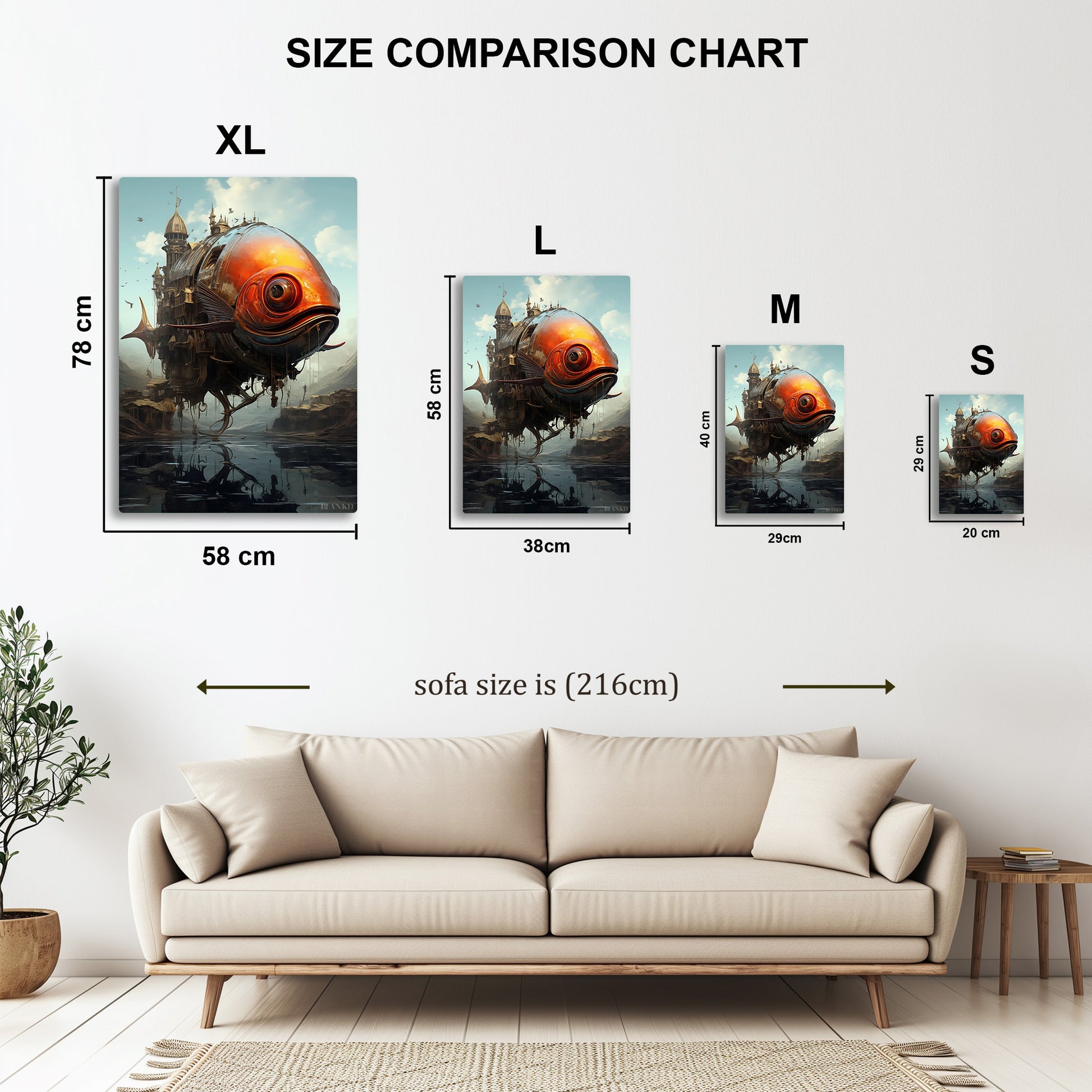 Flying Fish Kingdom metal wall art in styled room setting