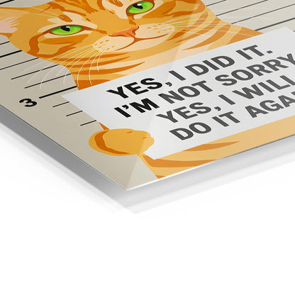 Funny Cat Mugshot metal poster
