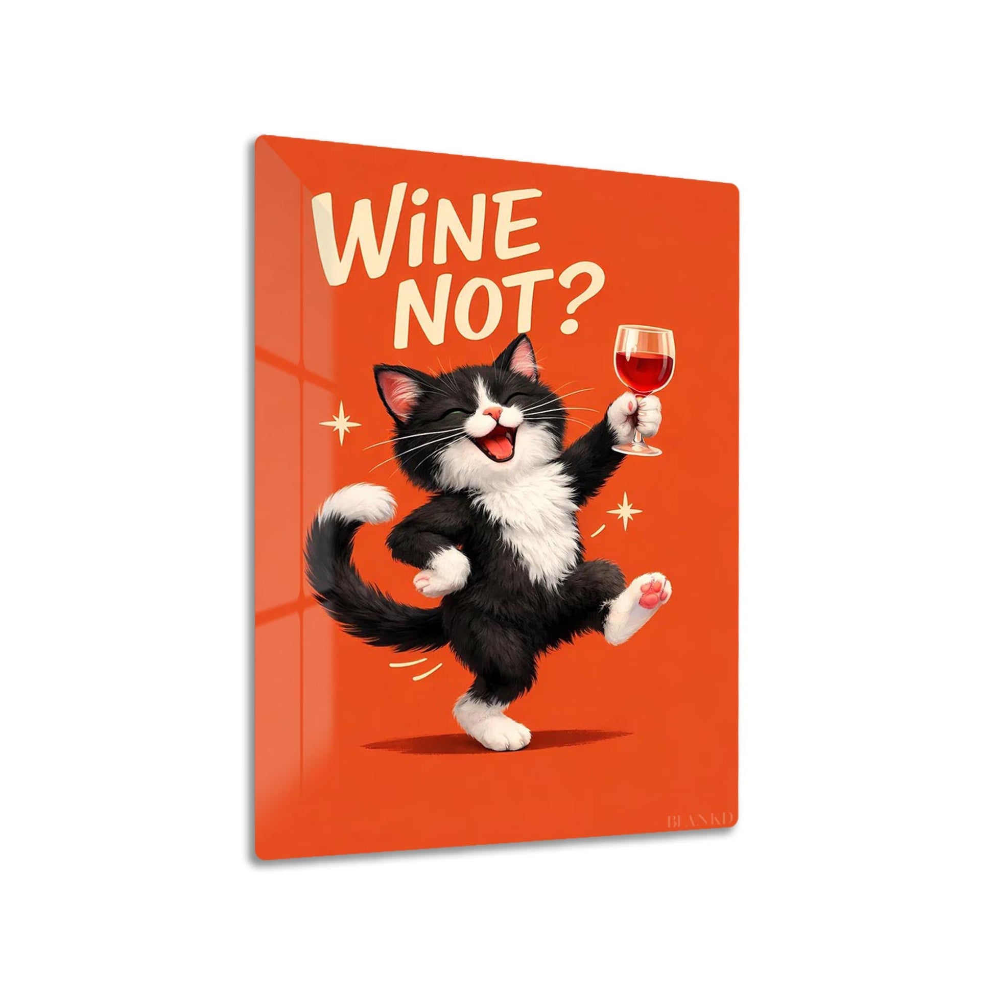 Funny Cat with Wine metal poster