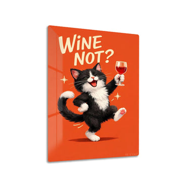 Funny Cat with Wine metal poster