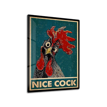 Funny Rooster metal poster