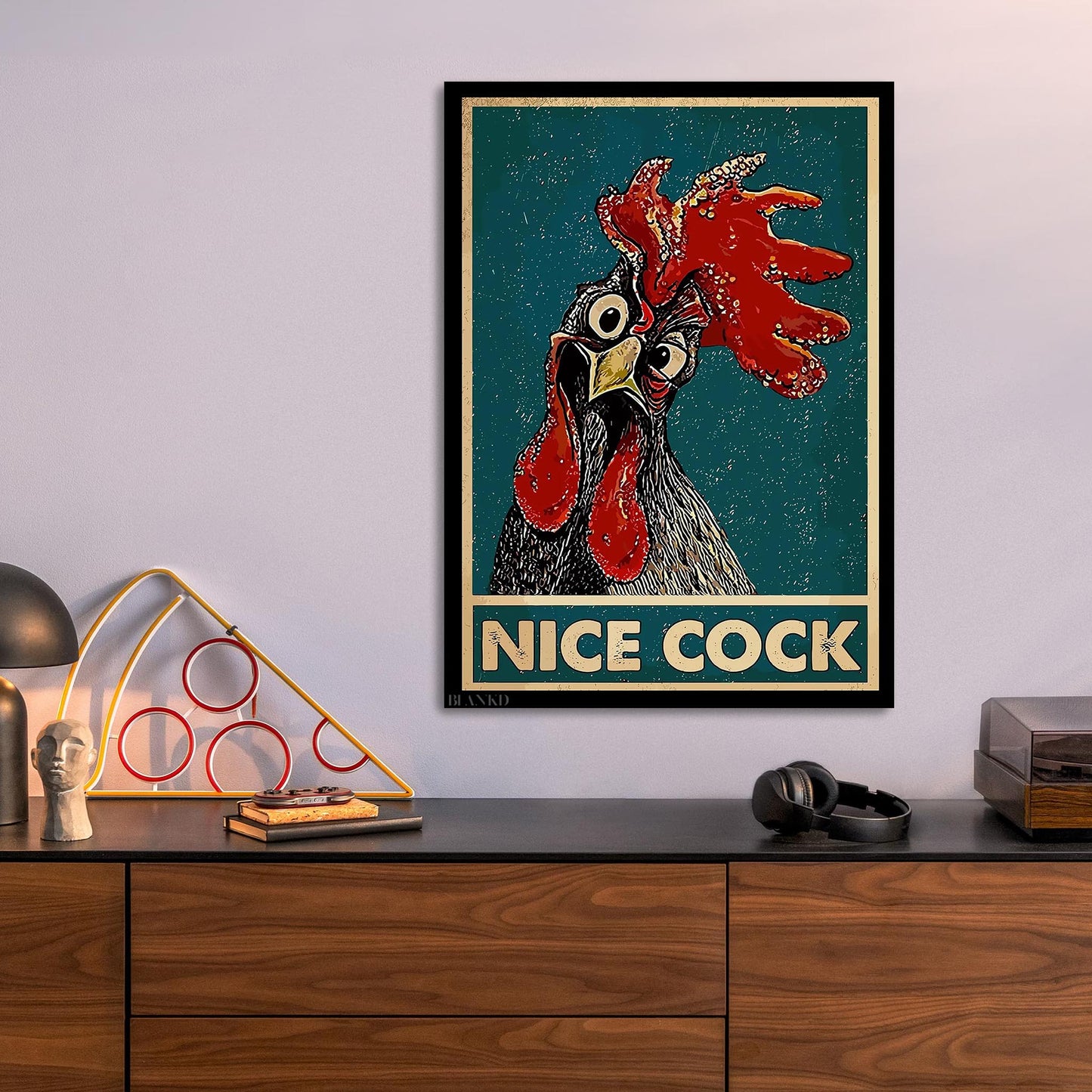 Funny Rooster metal poster