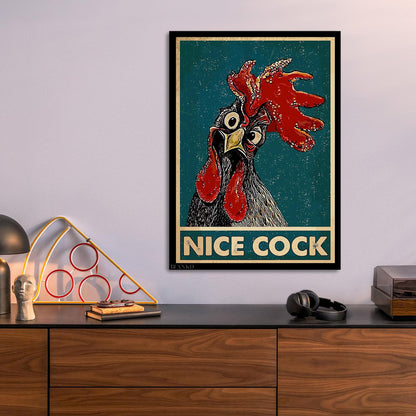 Funny Rooster metal poster