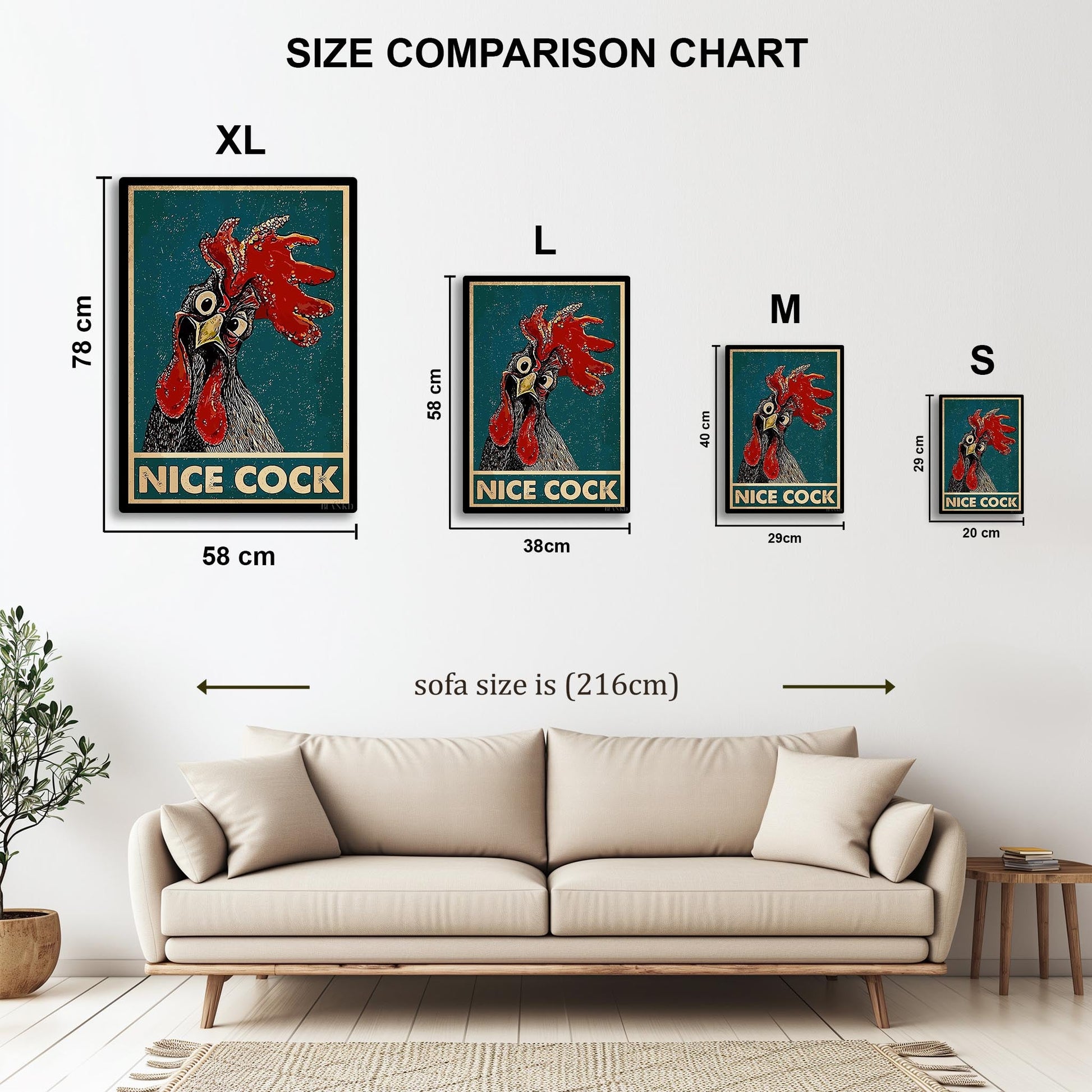 Funny Rooster metal poster