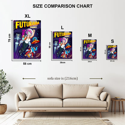 Futurama metal wall art in styled room setting