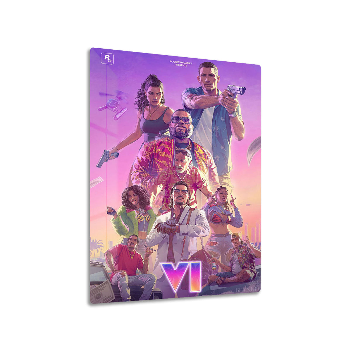 GTA 6 Cast metal poster on living room wall