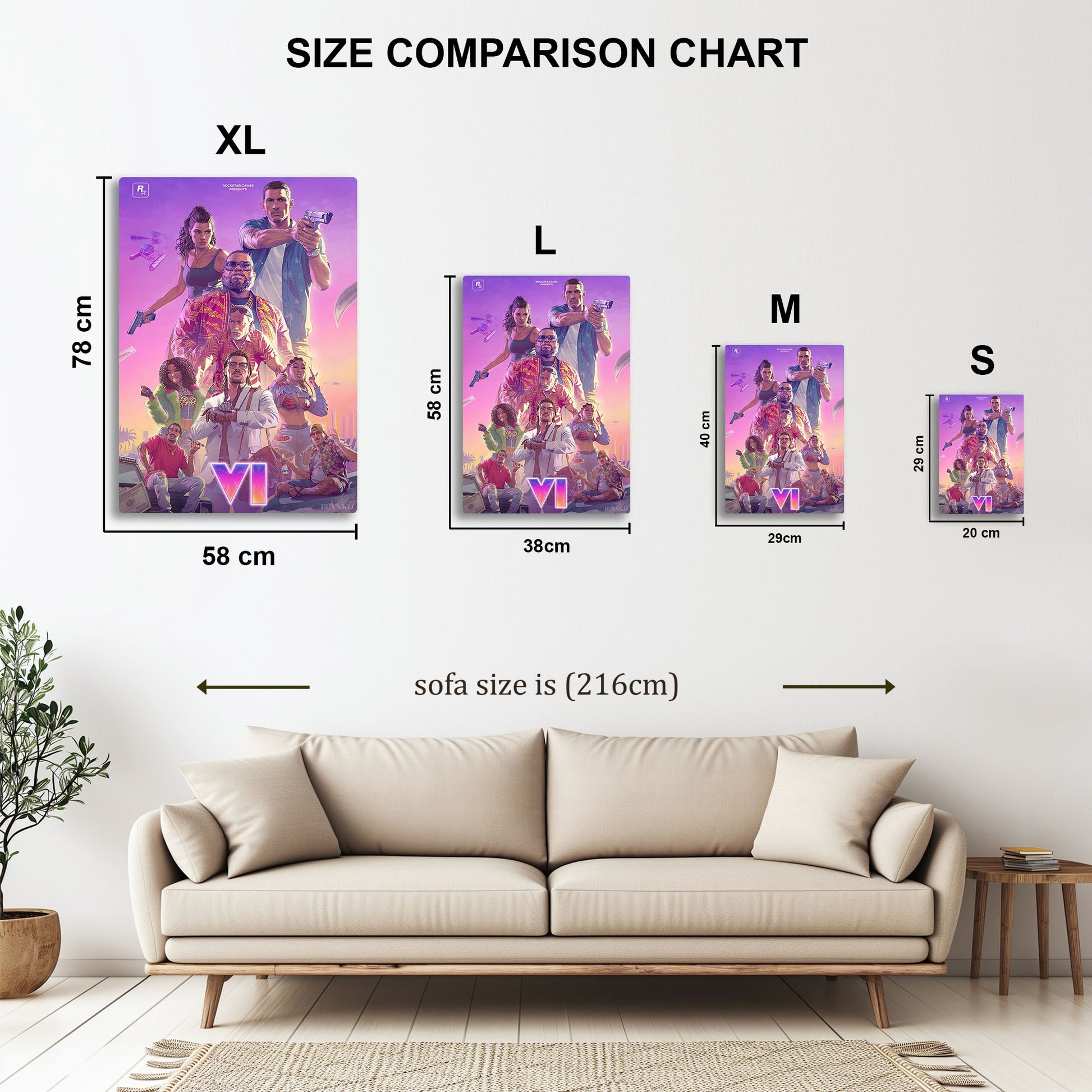 GTA 6 Cast metal wall art in styled room setting