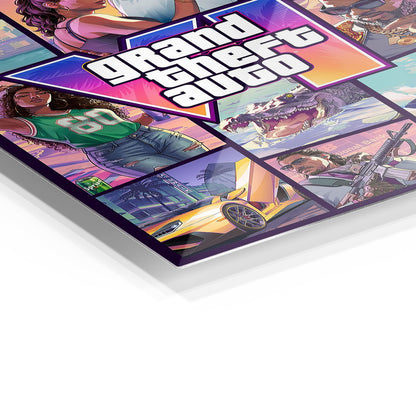 GTA 6 Cover metal wall art in a modern interior