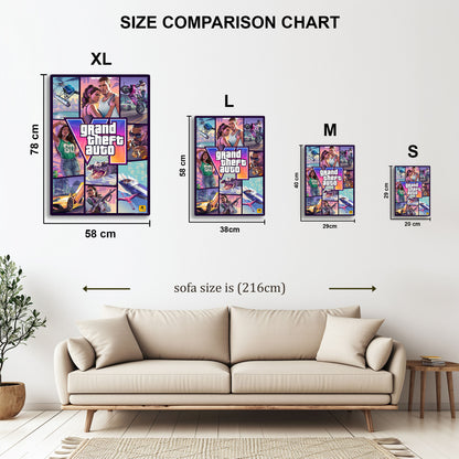 GTA 6 Cover metal wall art in styled room setting