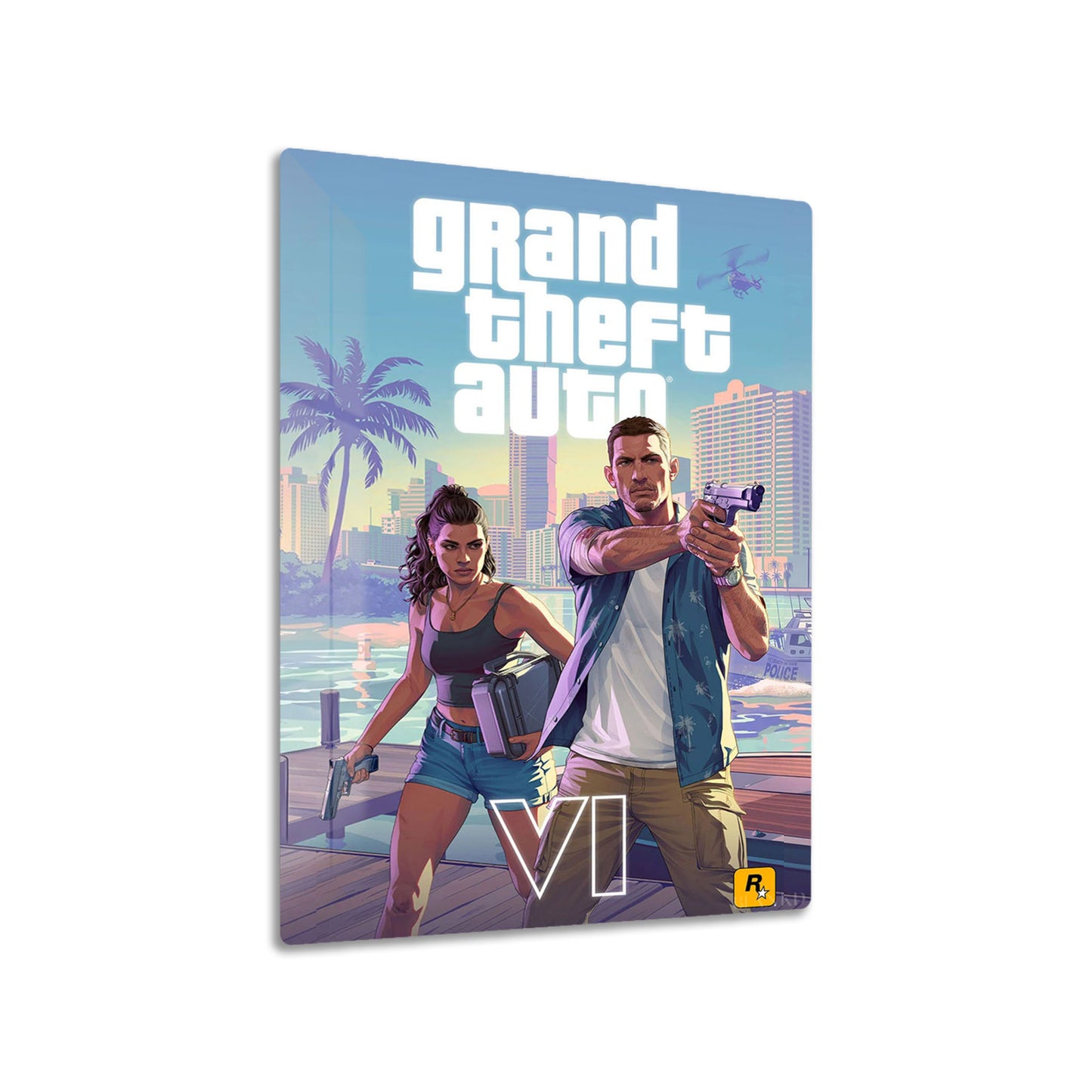 GTA 6 Duo metal poster on living room wall