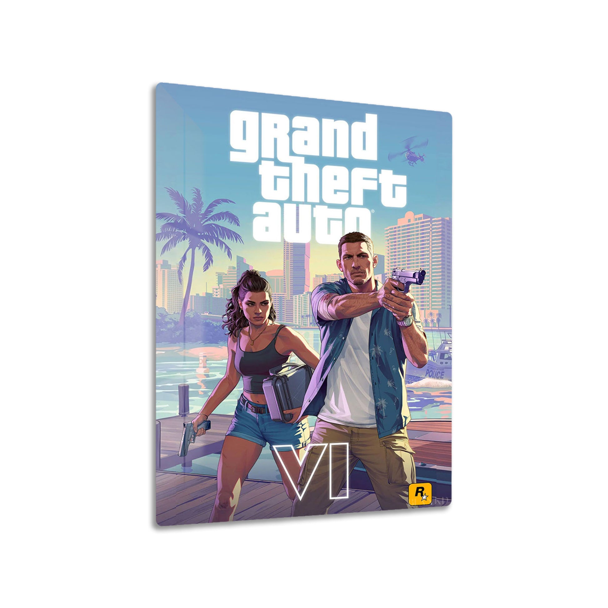 GTA 6 Duo metal poster on living room wall